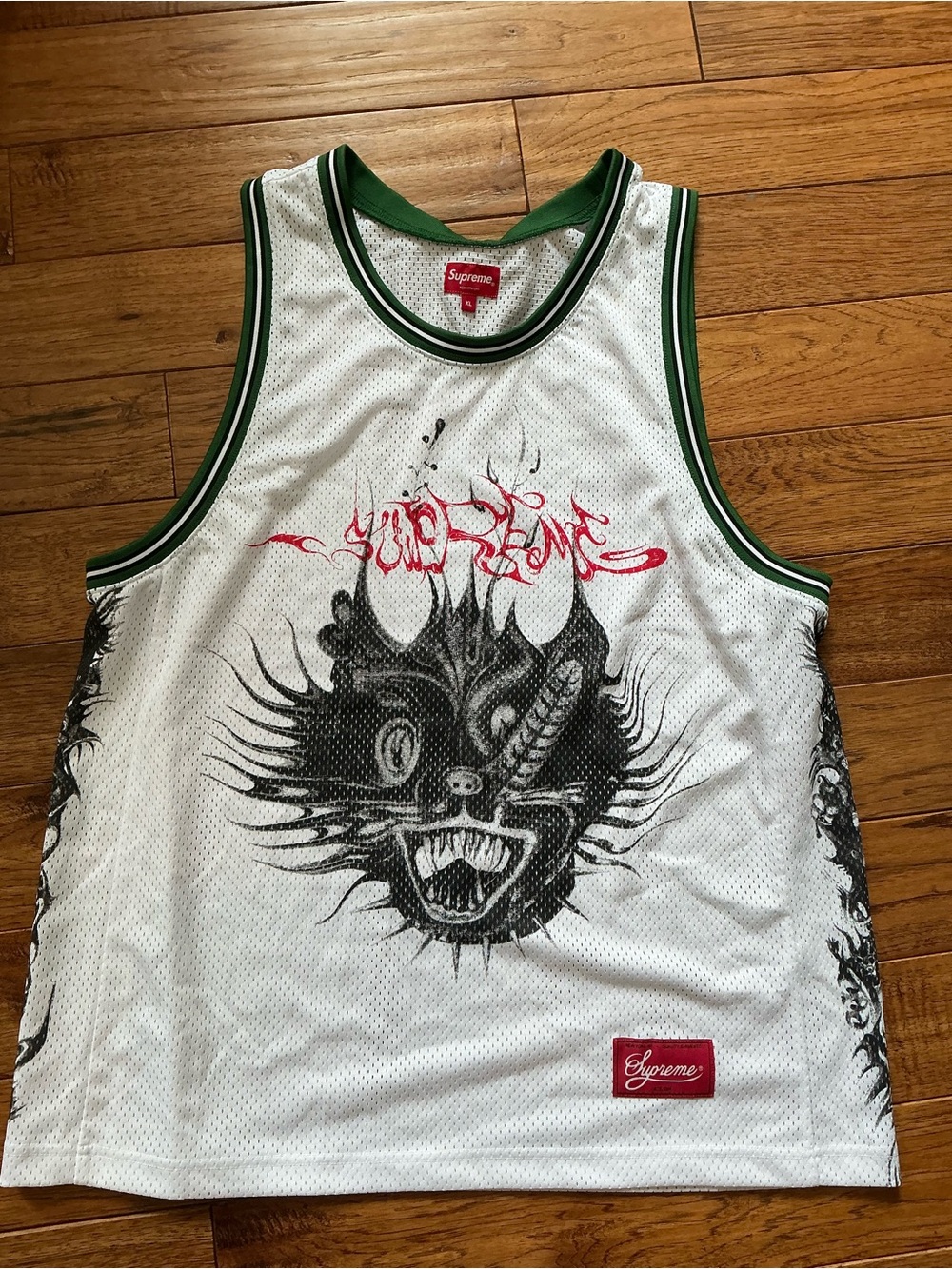 Supreme Animal Jersey, White with Green Trim, XL